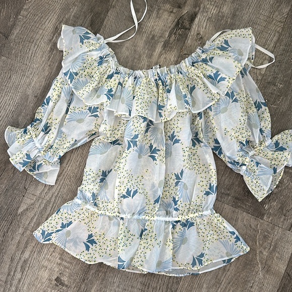 TED BAKER Trisia Floral-print off-the-shoulder woven top - Picture 6 of 8